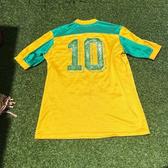 VTG 70’s PUMA Yellow & Green Soccer Jersey - Picture 4 of 7